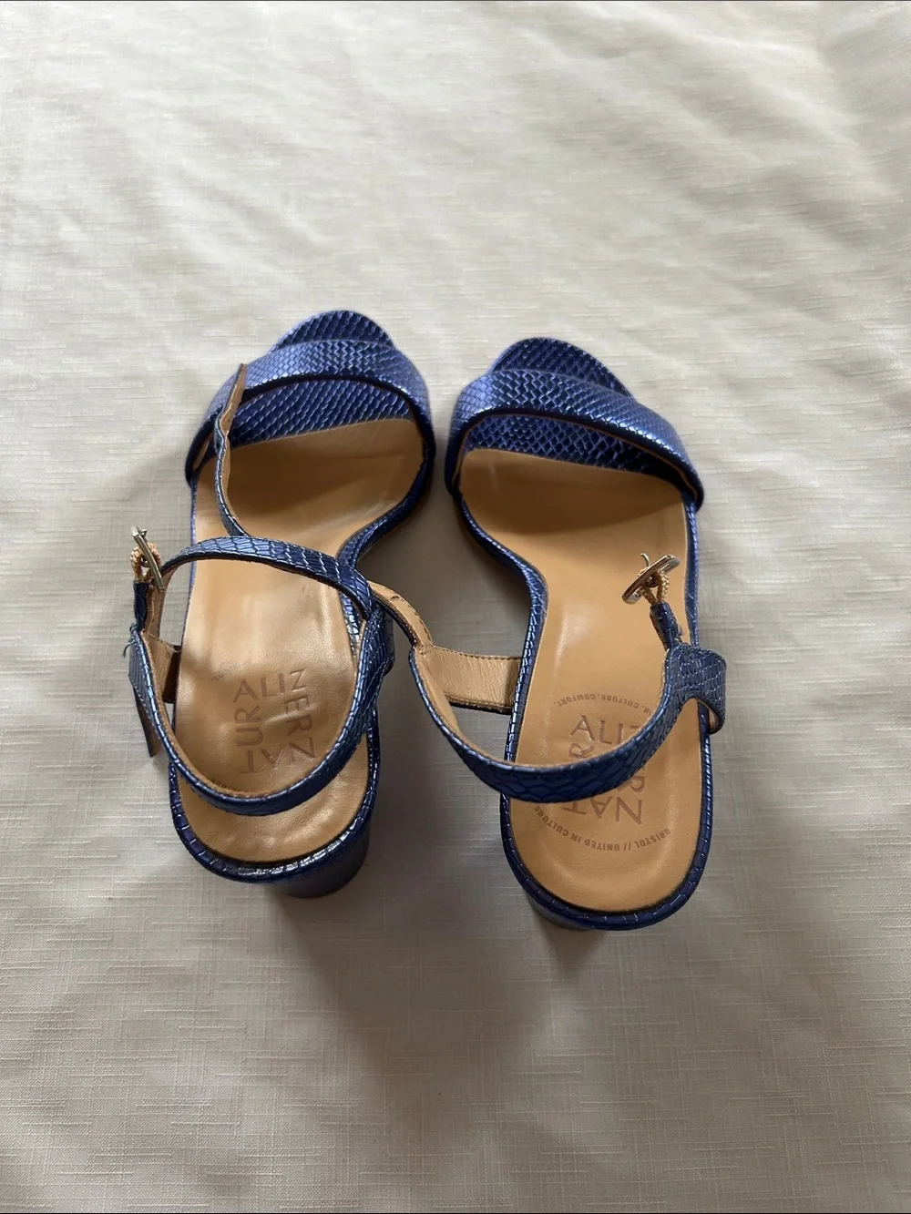 Naturalizer Navy Textured Slingback Heels
